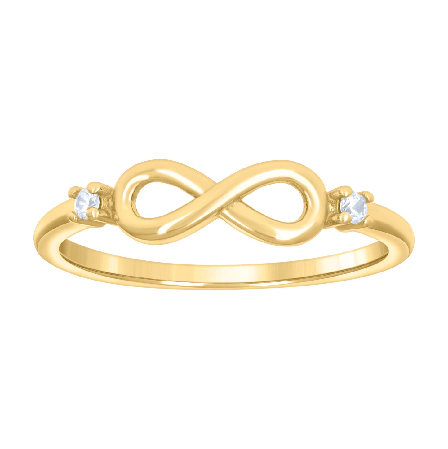 Sterling Silver Yellow-tone Womens Cubic-Zirconia Infinity Love Bridal Anniversary Wedding Engagement Band Ring