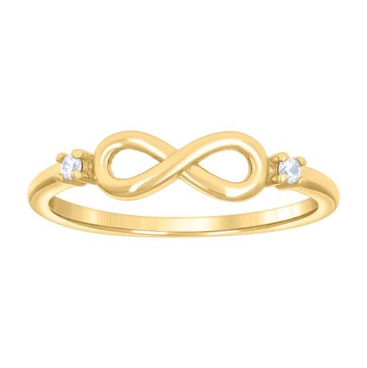 Sterling Silver Yellow-tone Womens Cubic-Zirconia Infinity Love Bridal Anniversary Wedding Engagement Band Ring
