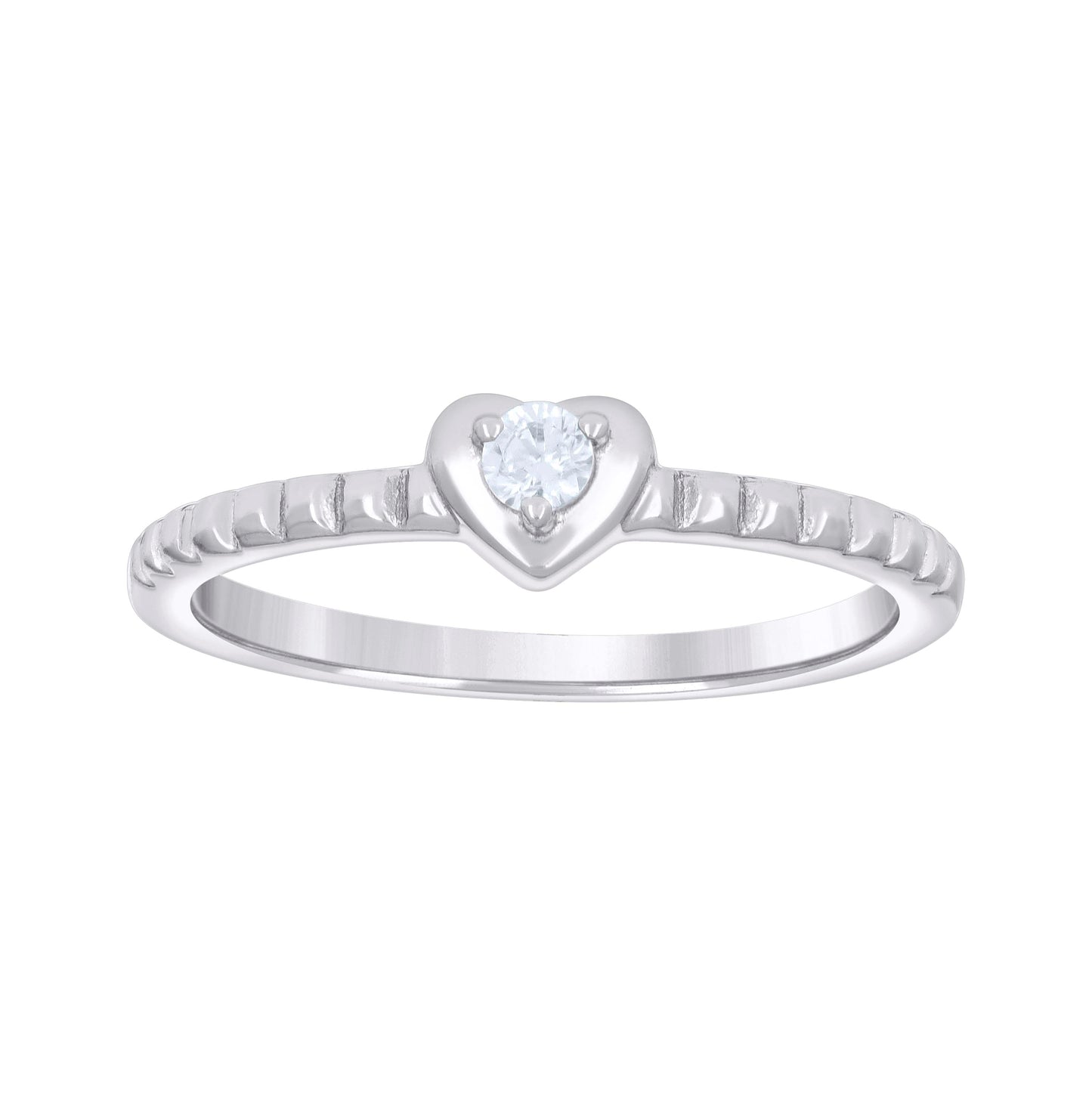 Sterling Silver Women's Cubic-Zirconia Heart Bridal Anniversary Wedding Engagement Band Ring