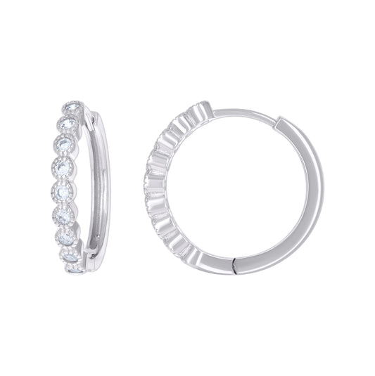 Sterling Silver Womens Cubic-Zirconia Fashion Hoop Earrings