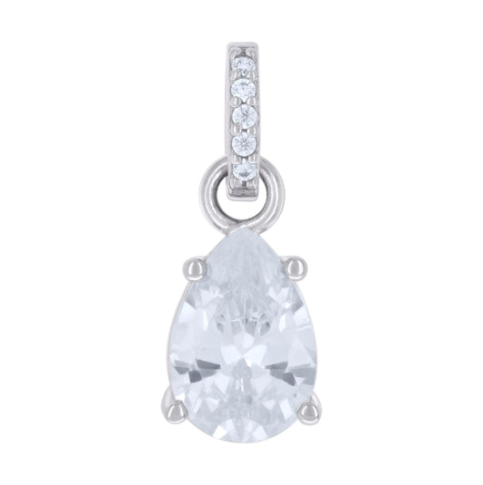 Sterling Silver Womens Pear Round Cubic-Zirconia Tear Drop Fashion Charm Pendant