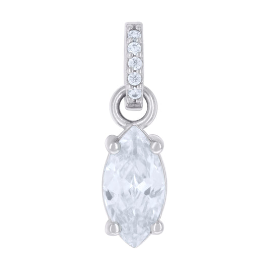 Sterling Silver Womens Marquise Round Cubic-Zirconia Fashion Charm Pendant