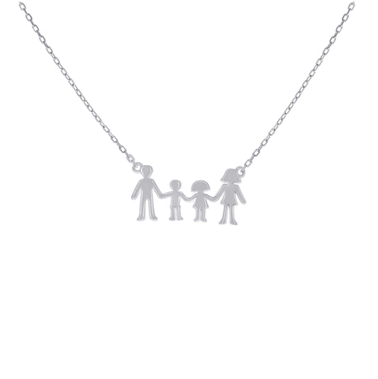 Sterling Silver Unisex Mom Dad Girl Boy Family Charm Necklace Size 16 + 2 Inches