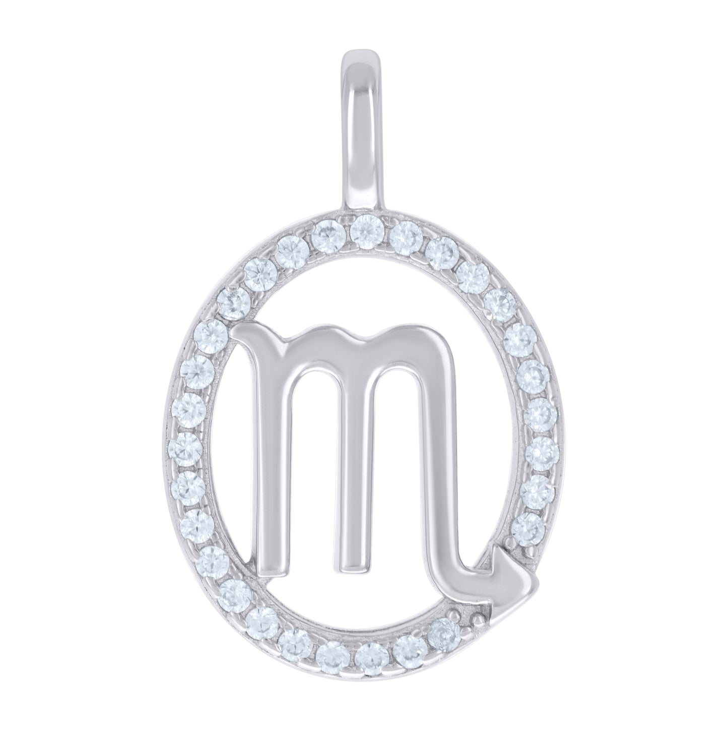 Sterling Silver Unisex Cubic-Zirconia Scorpio Zodiac Sign Charm Pendant