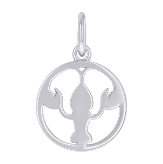 Sterling Silver Unisex Cancer Zodiac Sign Charm Pendant