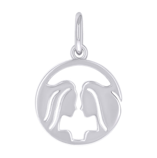 Sterling Silver Unisex Gemini Zodiac Sign Charm Pendant