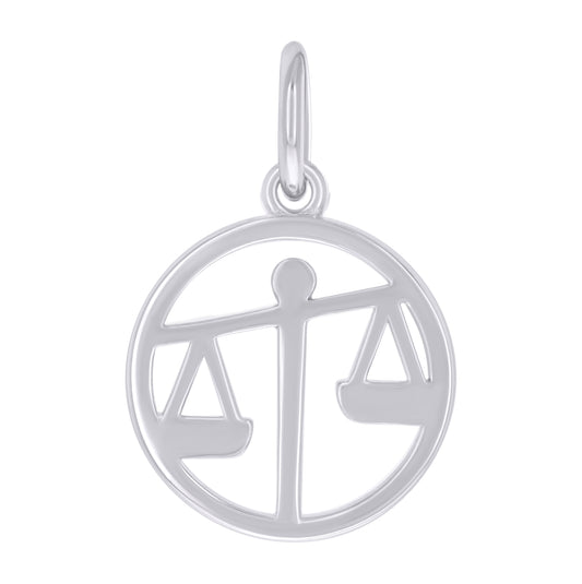Sterling Silver Unisex Libra Zodiac Sign Charm Pendant