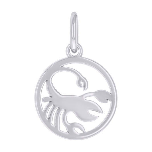 Sterling Silver Unisex Scorpio Zodiac Sign Charm Pendant