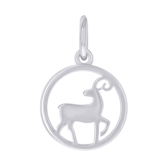 Sterling Silver Unisex Capricorn Zodiac Sign Charm Pendant