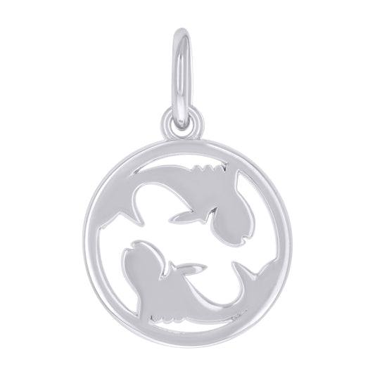 Sterling Silver Unisex Pisces Zodiac Sign Charm Pendant