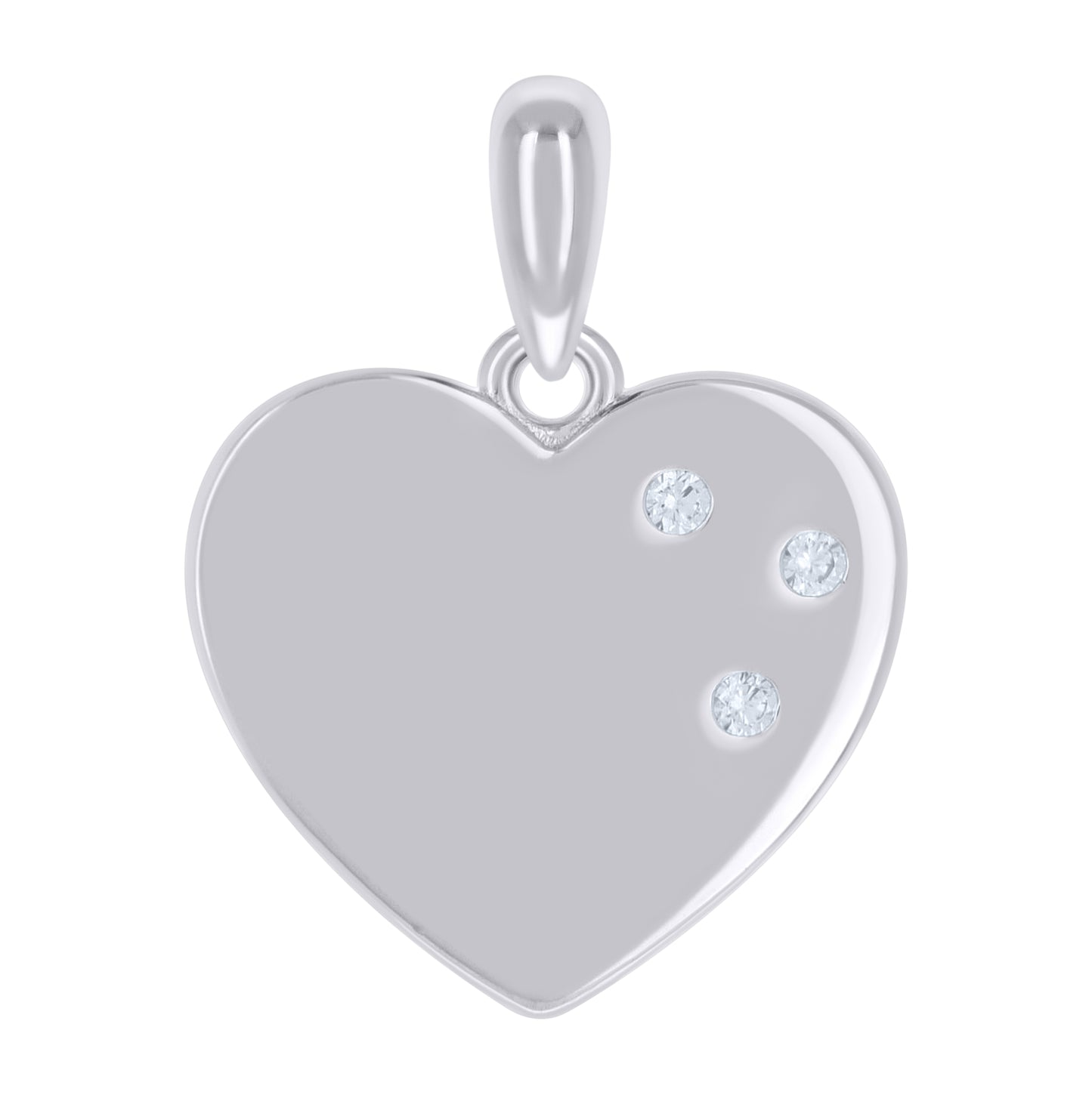 Sterling Silver Womens Cubic-Zirconia Heart Charm Pendant