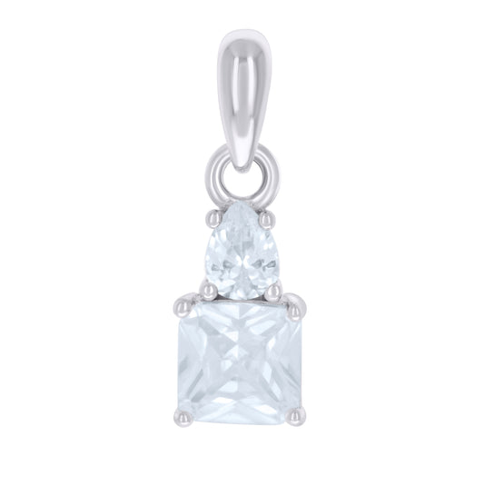 Sterling Silver Womens Pear Princess-cut Cubic-Zirconia Fashion Charm Pendant