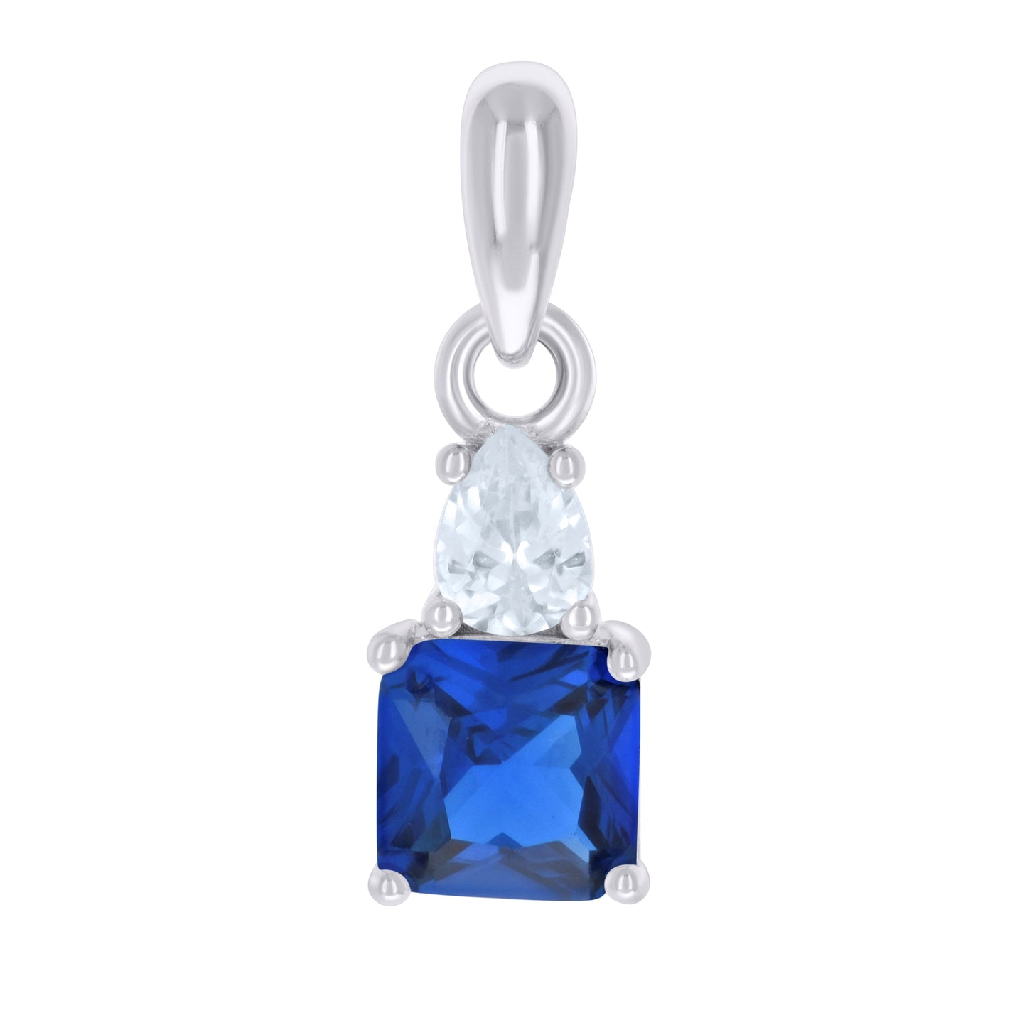 Sterling Silver Womens Pear Princess-cut Cubic-Zirconia Fashion Charm Pendant