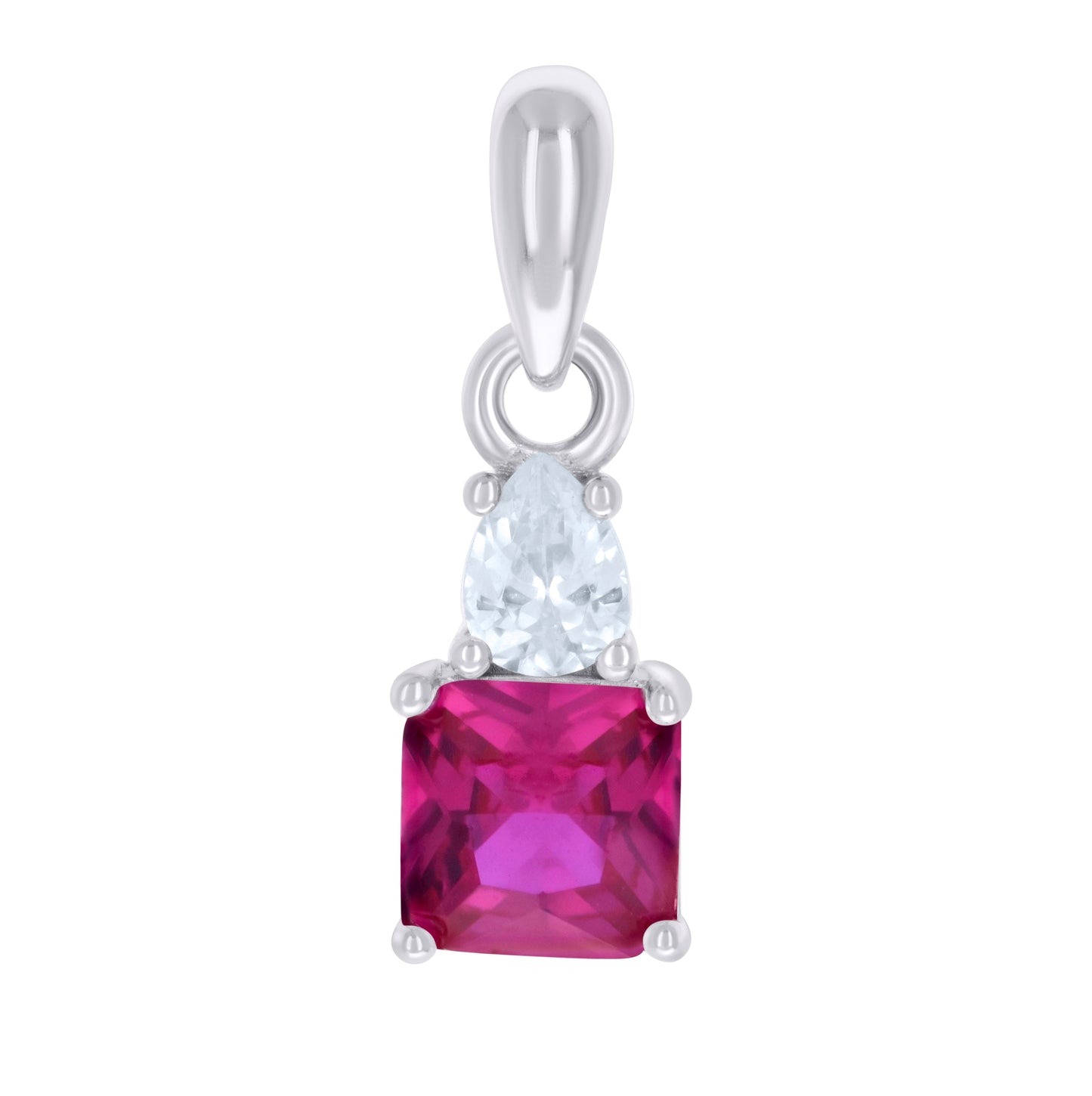Sterling Silver Womens Pear Princess-cut Cubic-Zirconia Fashion Charm Pendant