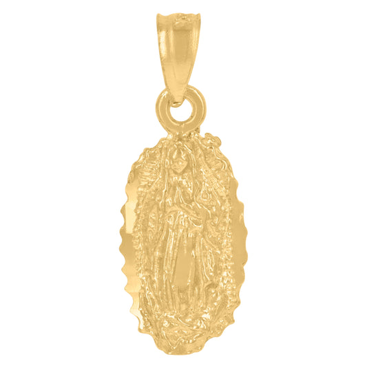 10K Yellow Gold Unisex Mary Guadalupe Religious Charm Pendant