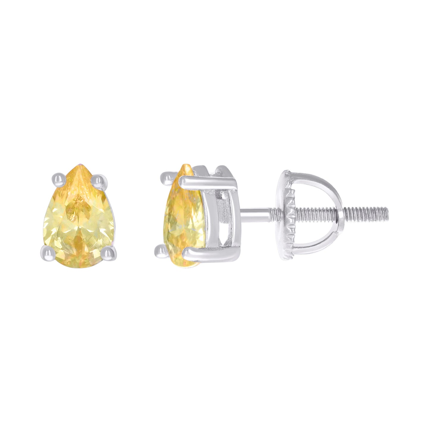 Sterling Silver Womens Pear Cubic-Zirconia Tear Drop Stud Earrings
