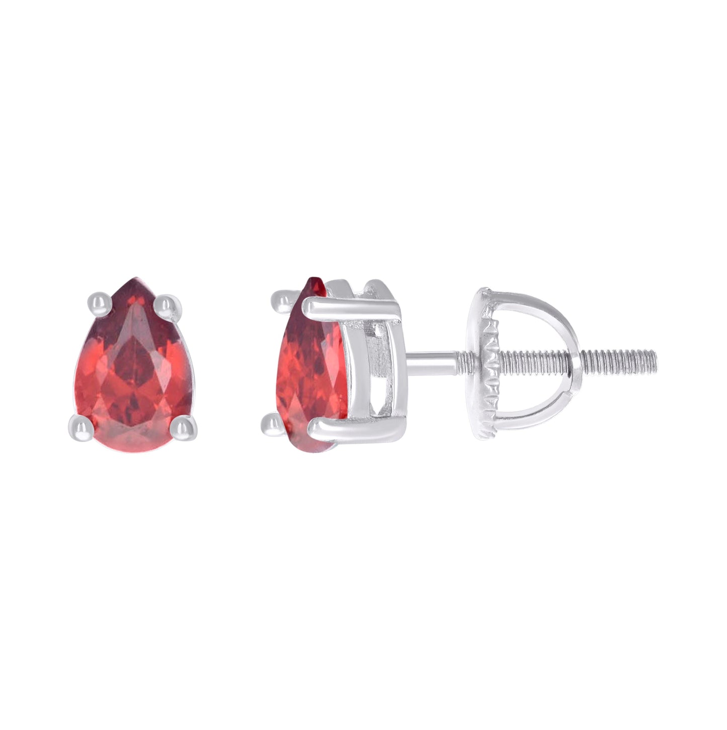 Sterling Silver Womens Pear Cubic-Zirconia Tear Drop Stud Earrings
