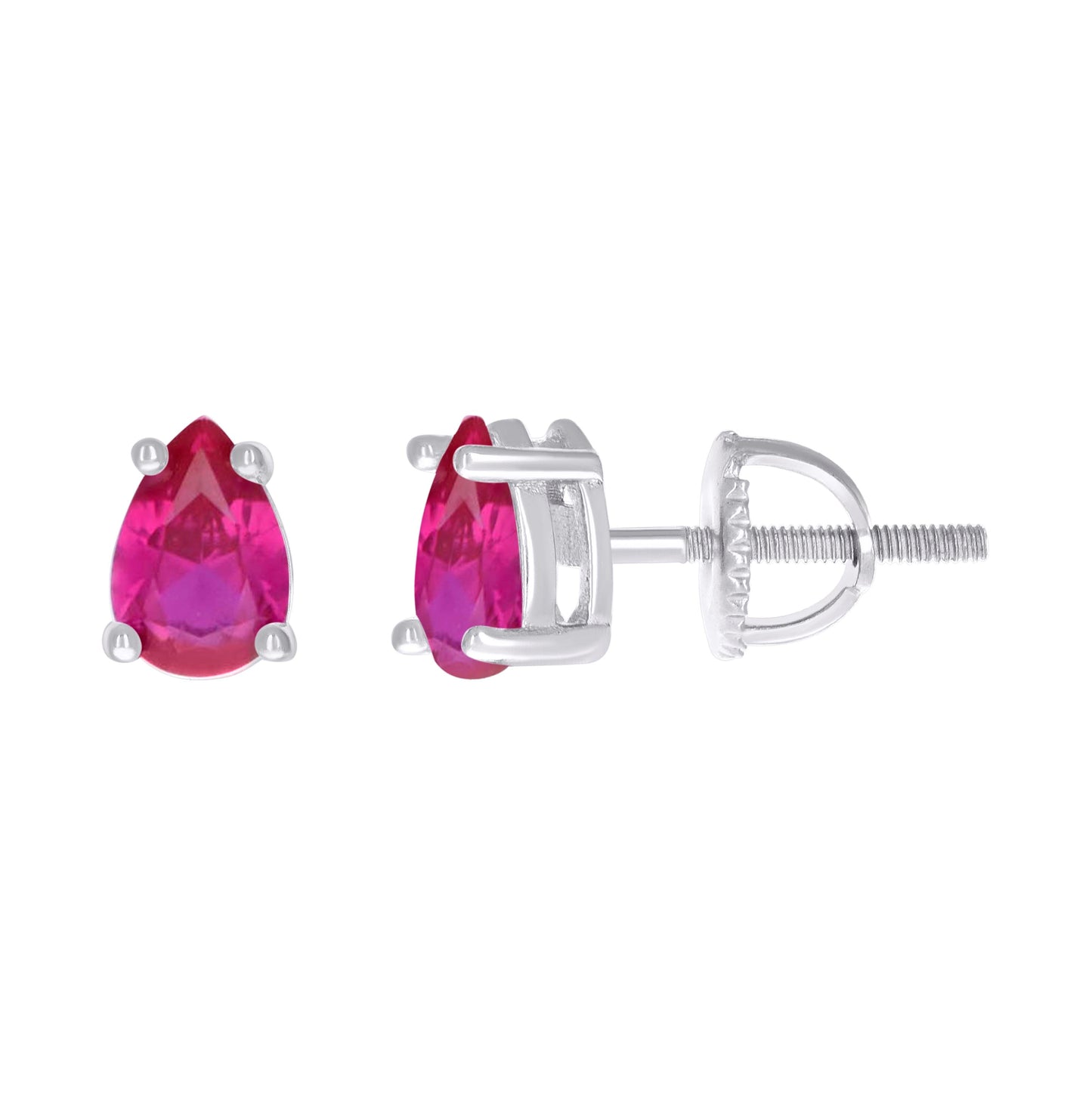 Sterling Silver Womens Pear Cubic-Zirconia Tear Drop Stud Earrings