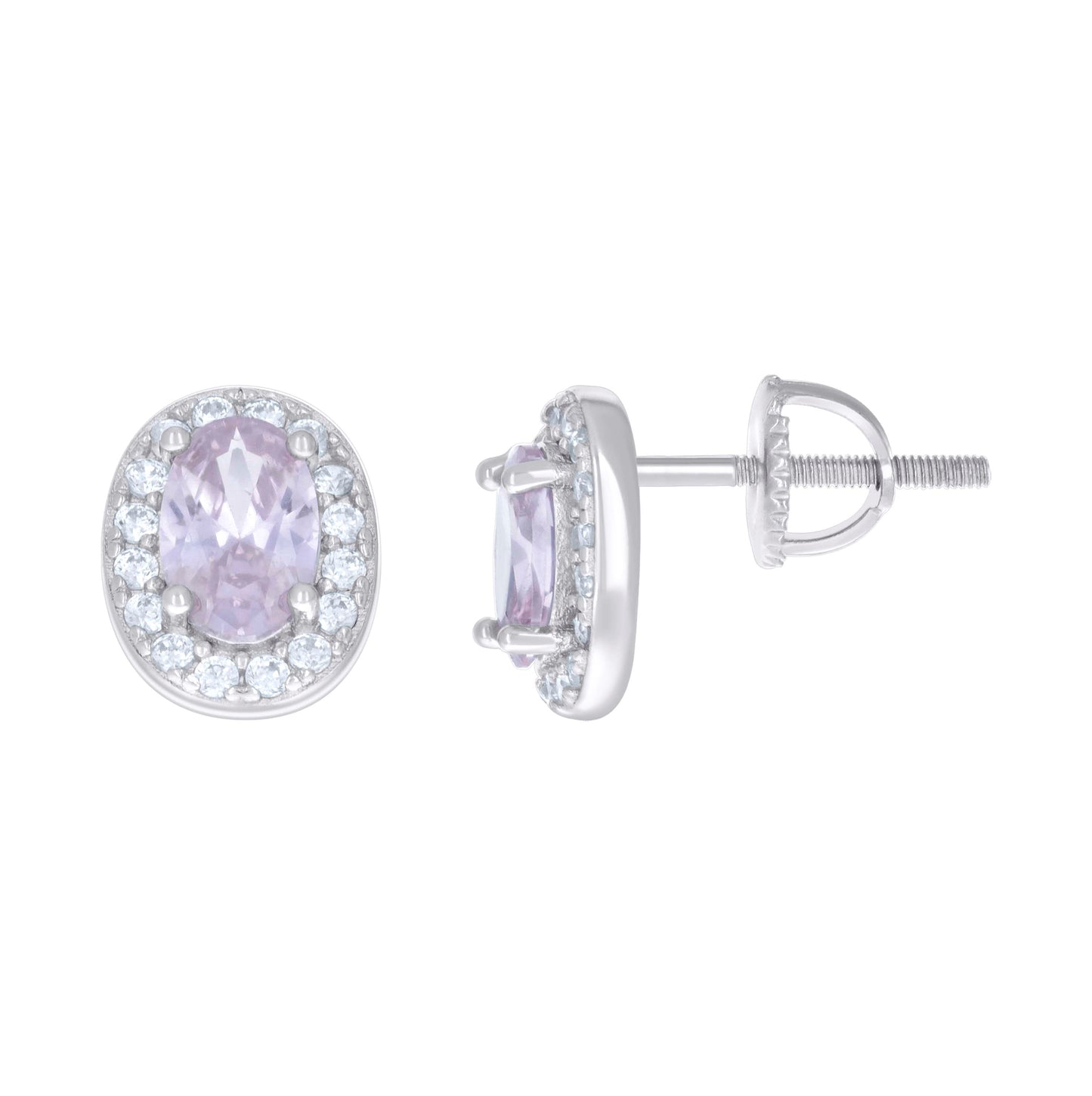 Sterling Silver Womens Oval Round Cubic-Zirconia Fashion Stud Earrings