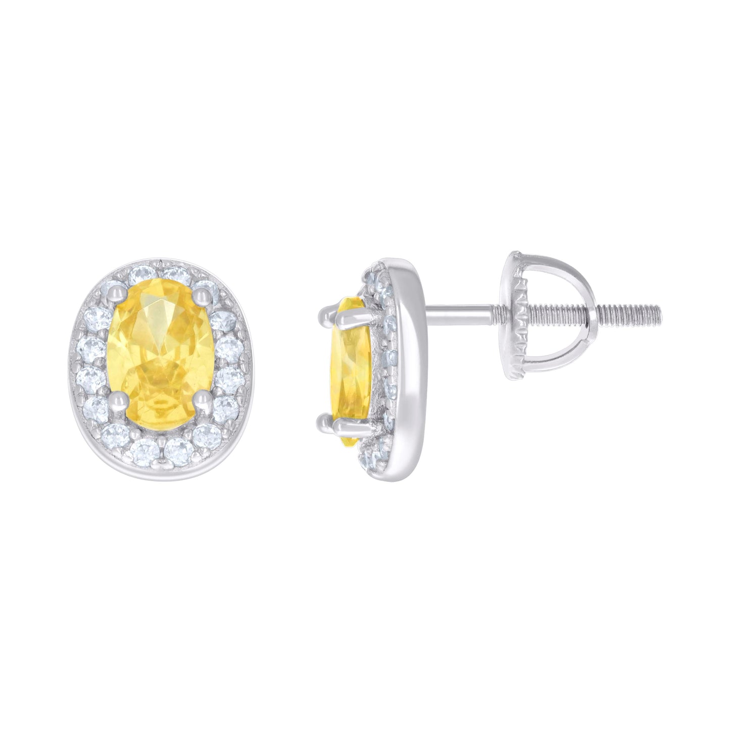 Sterling Silver Womens Oval Round Cubic-Zirconia Fashion Stud Earrings