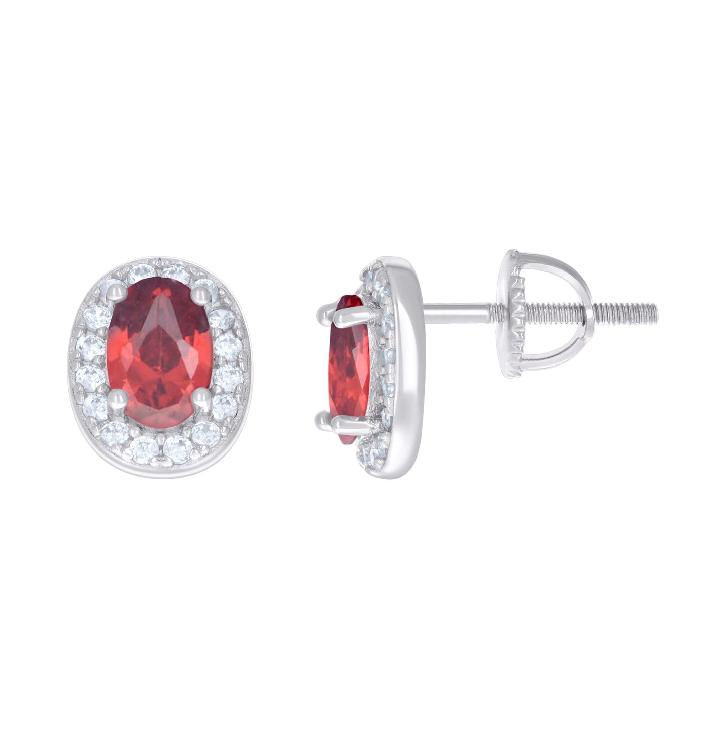 Sterling Silver Womens Oval Round Cubic-Zirconia Fashion Stud Earrings