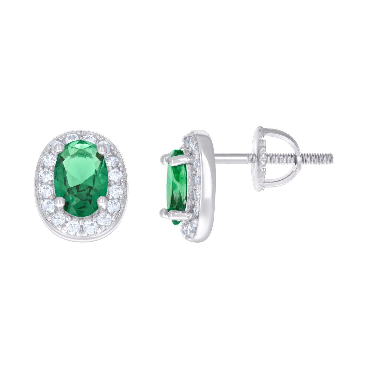 Sterling Silver Womens Oval Round Cubic-Zirconia Fashion Stud Earrings