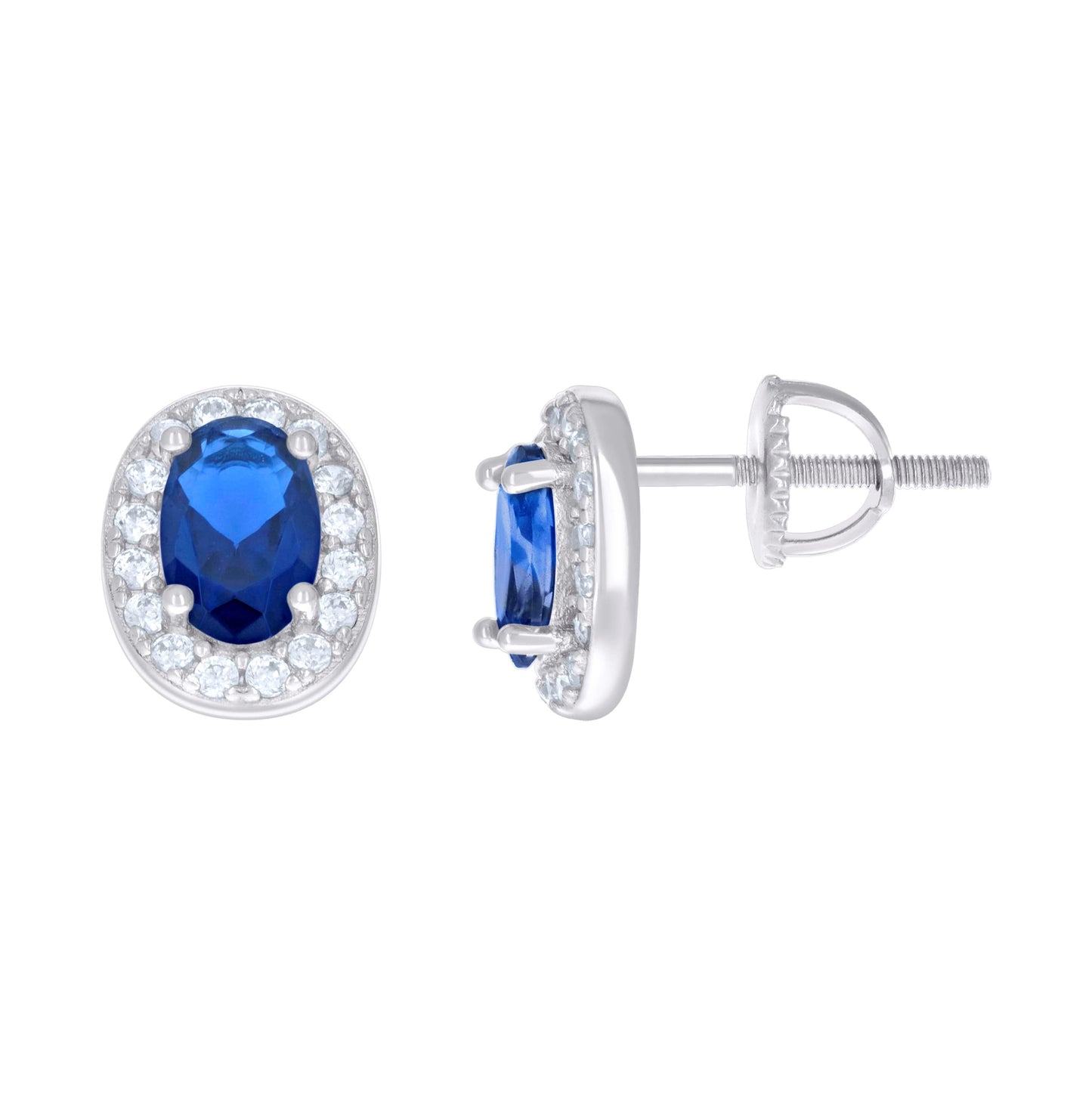 Sterling Silver Womens Oval Round Cubic-Zirconia Fashion Stud Earrings