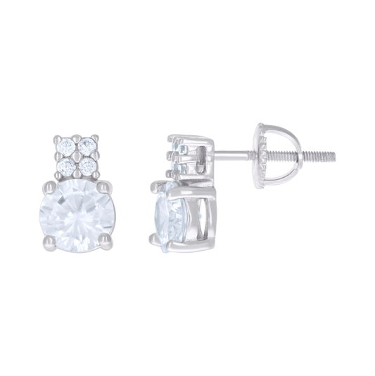 Sterling Silver Womens Cubic-Zirconia Fashion Stud Earrings