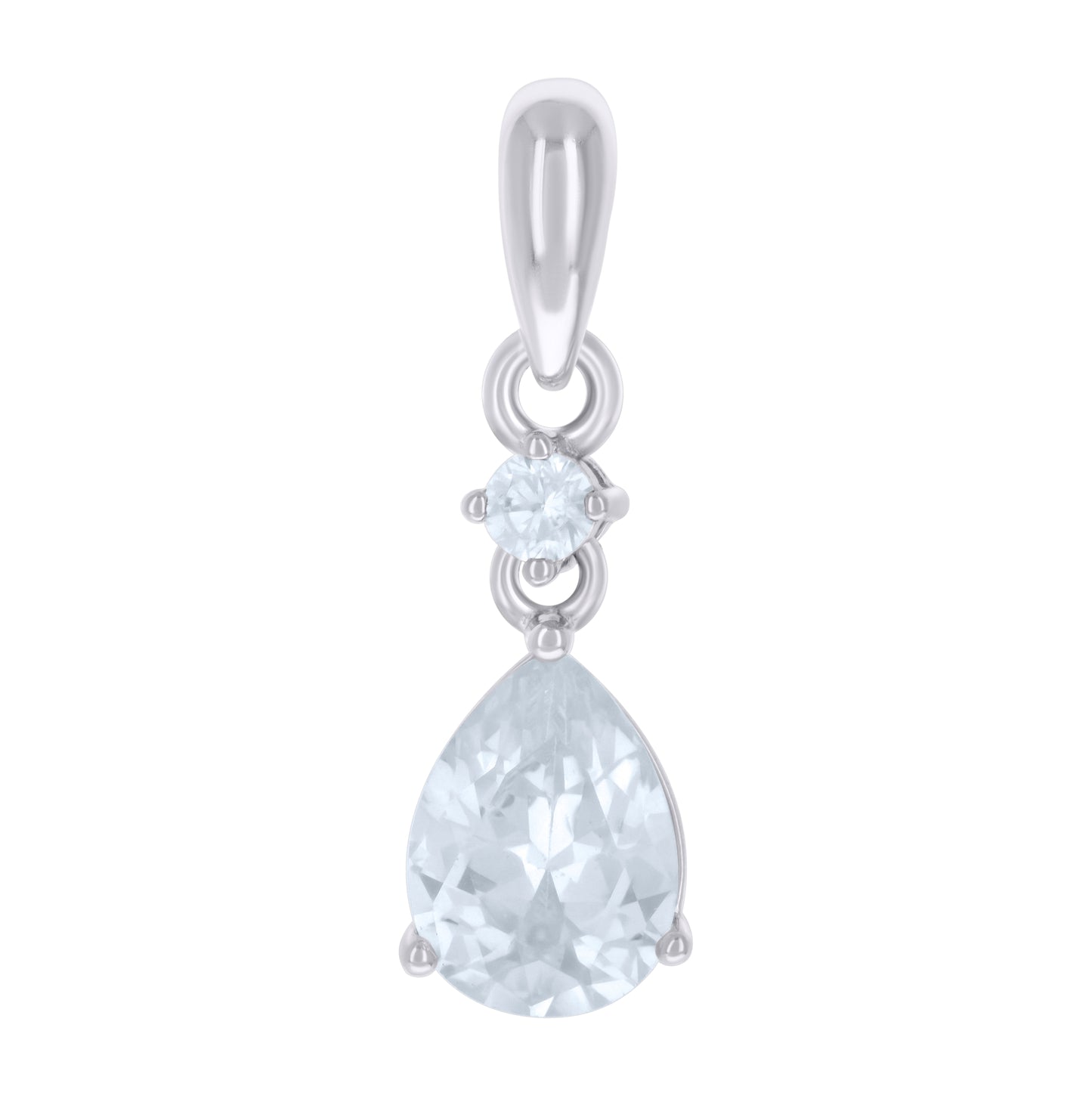 Sterling Silver Womens Pear Round Cubic-Zirconia Tear Drop Fashion Charm Pendant
