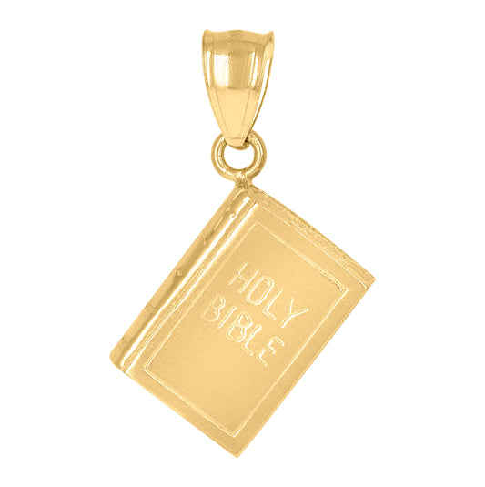 10K Yellow Gold Unisex Holy Bible Religious Charm Pendant