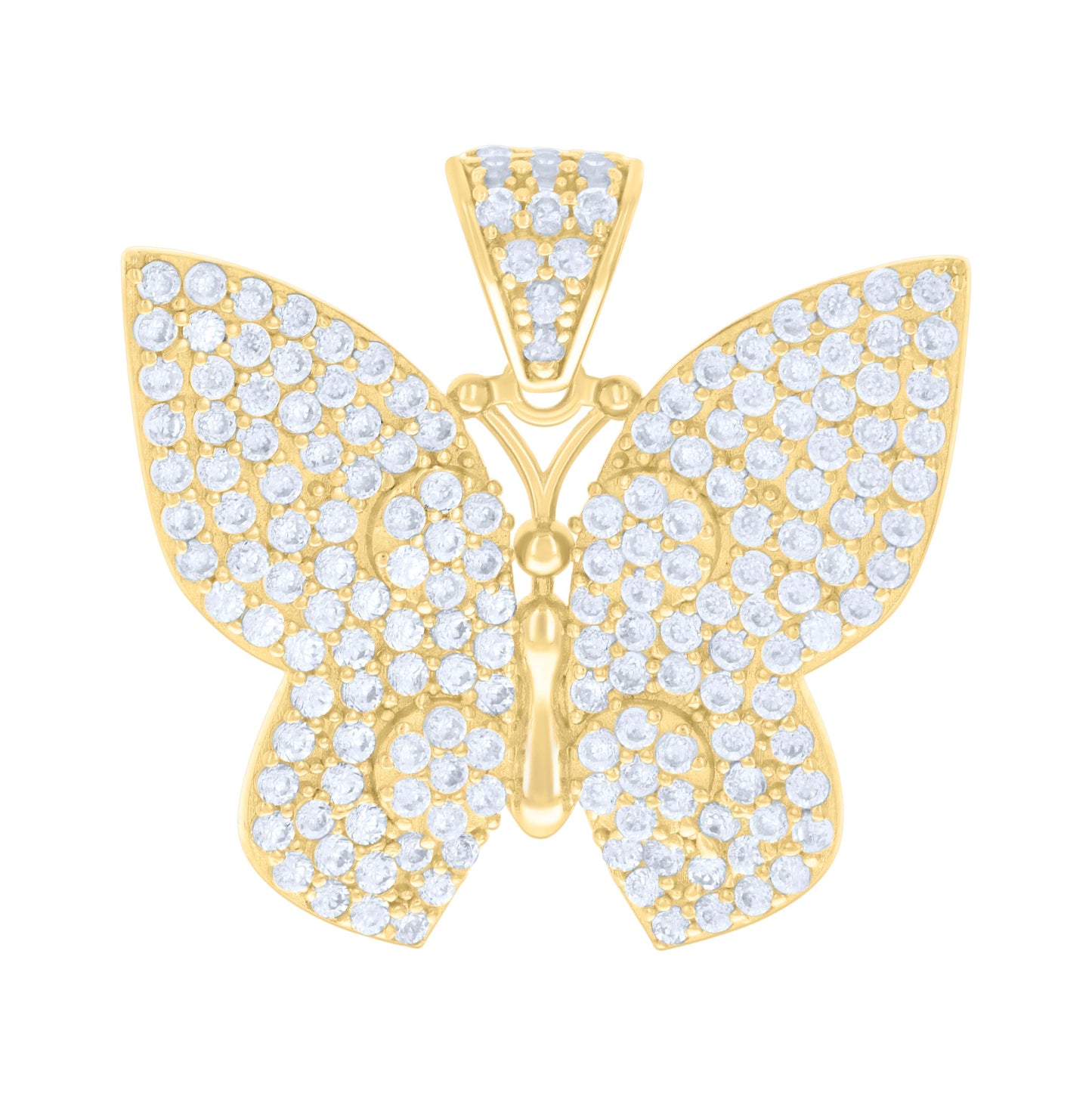 10K Yellow Gold Womens Cubic-Zirconia Butterfly Fashion Charm Pendant