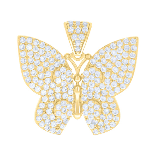 10K Yellow Gold Womens Cubic-Zirconia Butterfly Fashion Charm Pendant