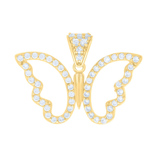10K Yellow Gold Womens Cubic-Zirconia Butterfly Fashion Charm Pendant