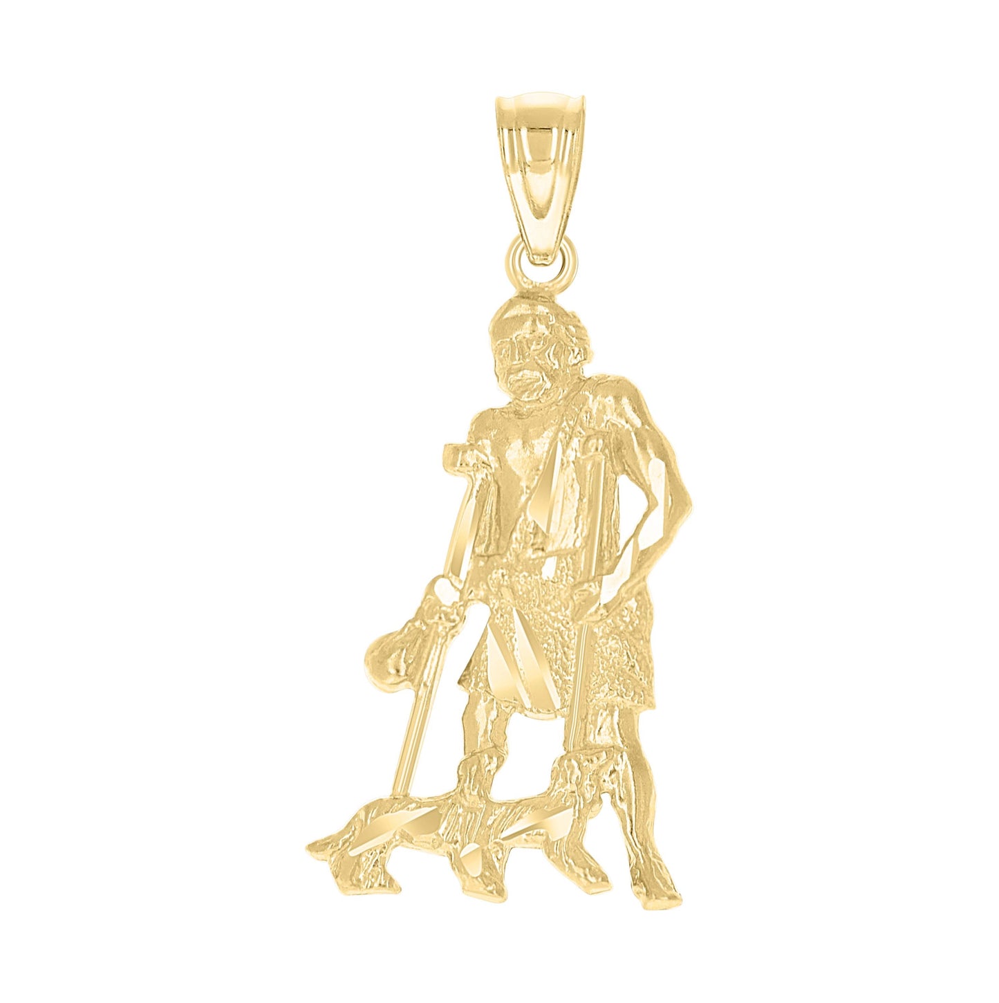 10K Yellow Gold Mens Saint Lazarus Religious Charm Pendant