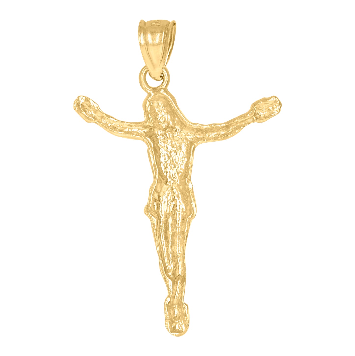 10K Yellow Gold Mens Jesus Crucifix Religious Charm Pendant
