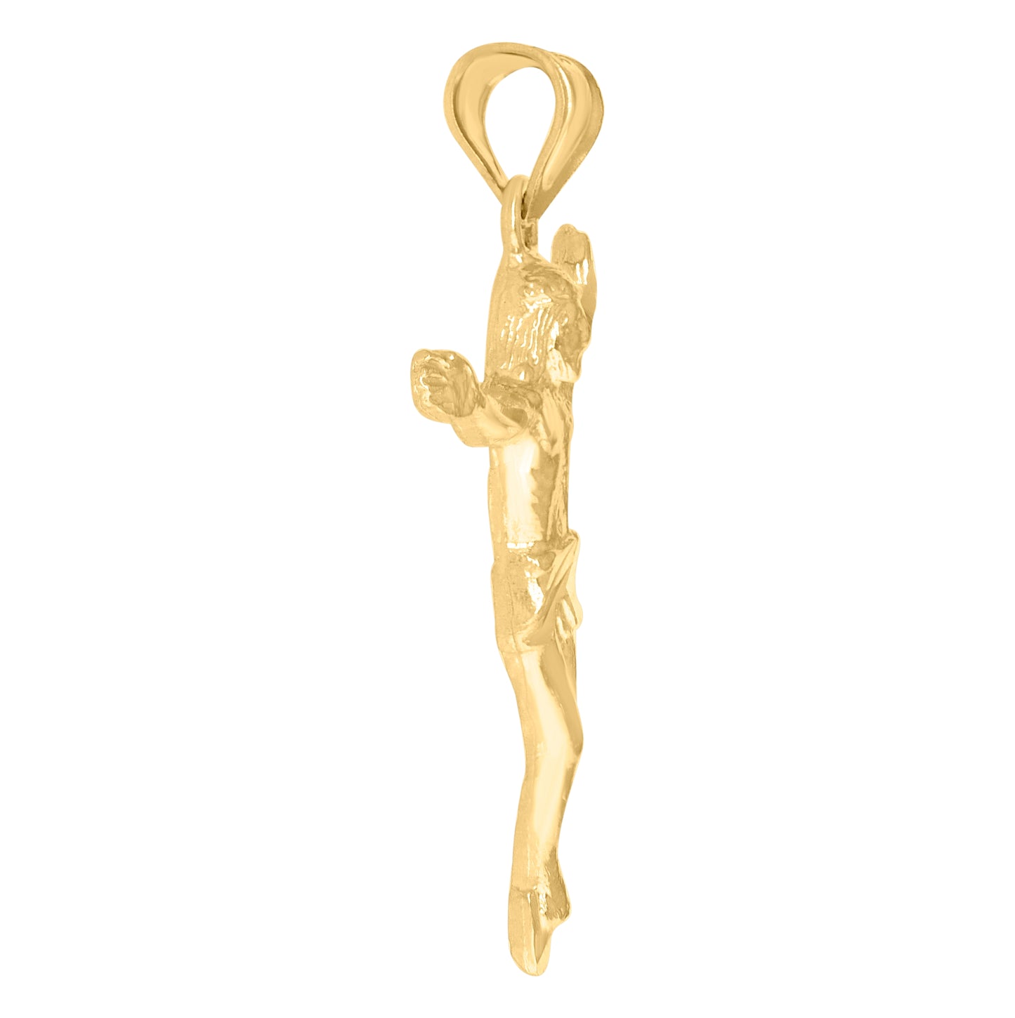 10K Yellow Gold Mens Jesus Crucifix Religious Charm Pendant