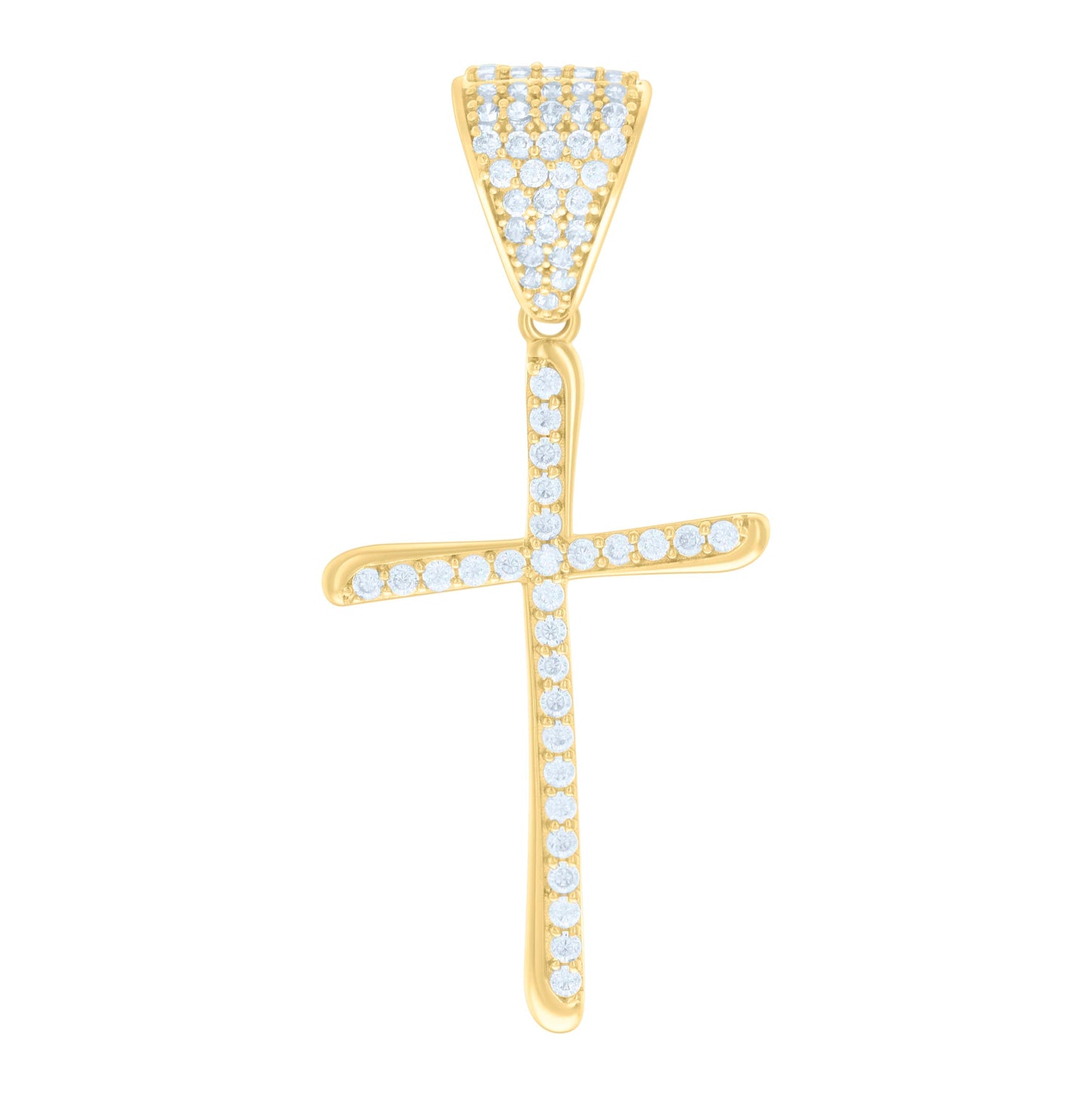 10K Yellow Gold Womens Cubic-Zirconia Cross Religious Charm Pendant