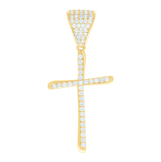 10K Yellow Gold Womens Cubic-Zirconia Cross Religious Charm Pendant