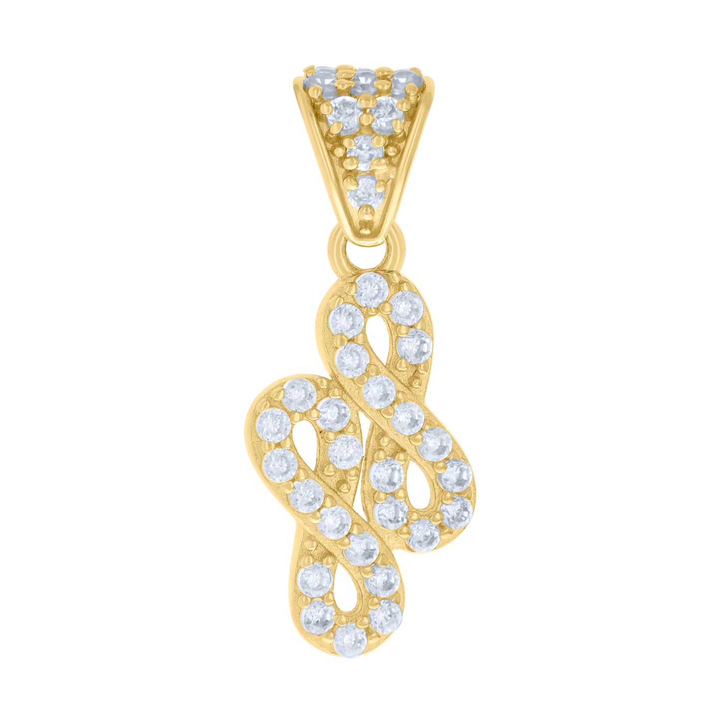 10K Yellow Gold Womens Cubic-Zirconia Double Infinity Charm Pendant