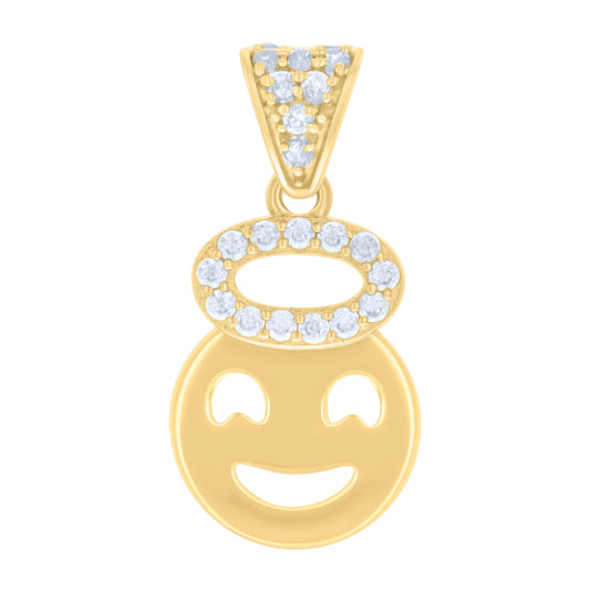 10K Yellow Gold Womens Cubic-Zirconia Smile Fashion Charm Pendant