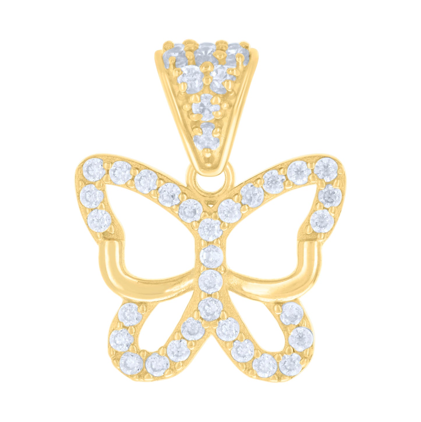 10K Yellow Gold Womens Cubic-Zirconia Butterfly Fashion Charm Pendant