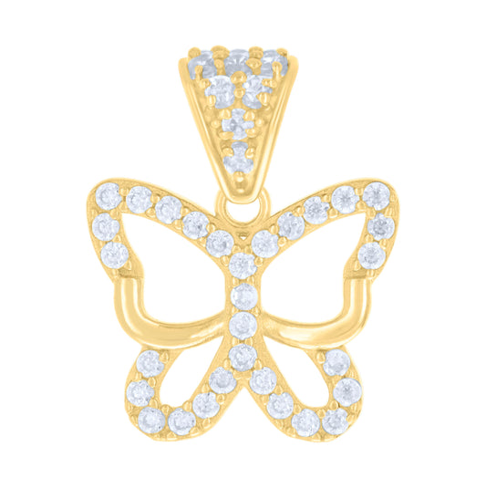 10K Yellow Gold Womens Cubic-Zirconia Butterfly Fashion Charm Pendant