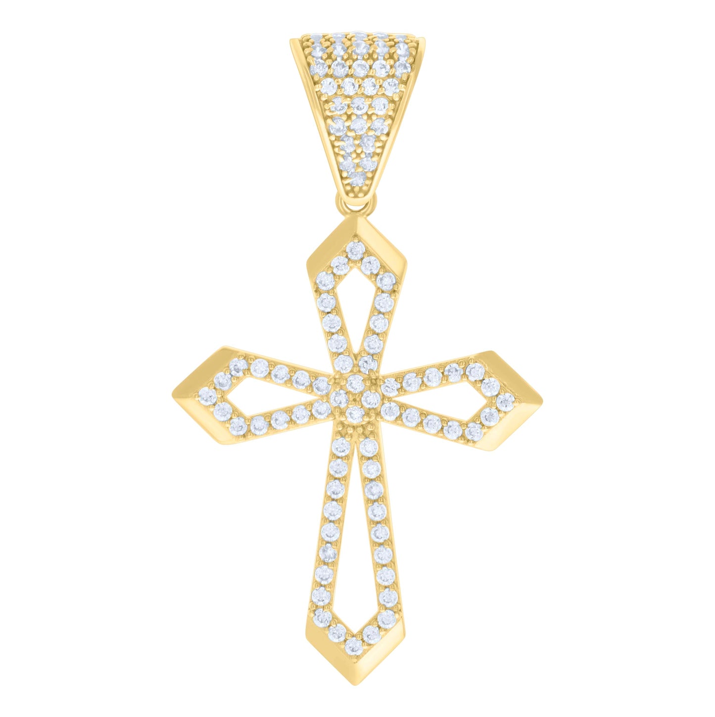 10K Yellow Gold Mens Cubic-Zirconia Passion Cross Religious Charm Pendant