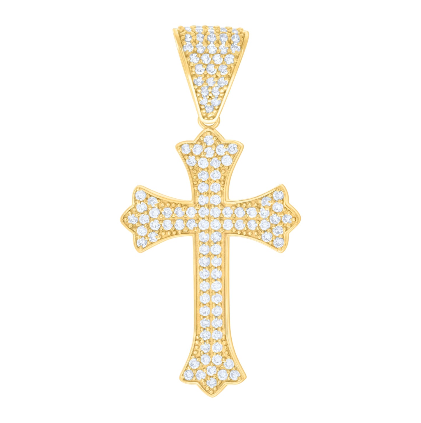 10K Yellow Gold Mens Cubic-Zirconia Cross Religious Charm Pendant