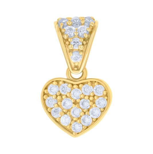 10K Yellow Gold Womens Cubic-Zirconia Heart Charm Pendant