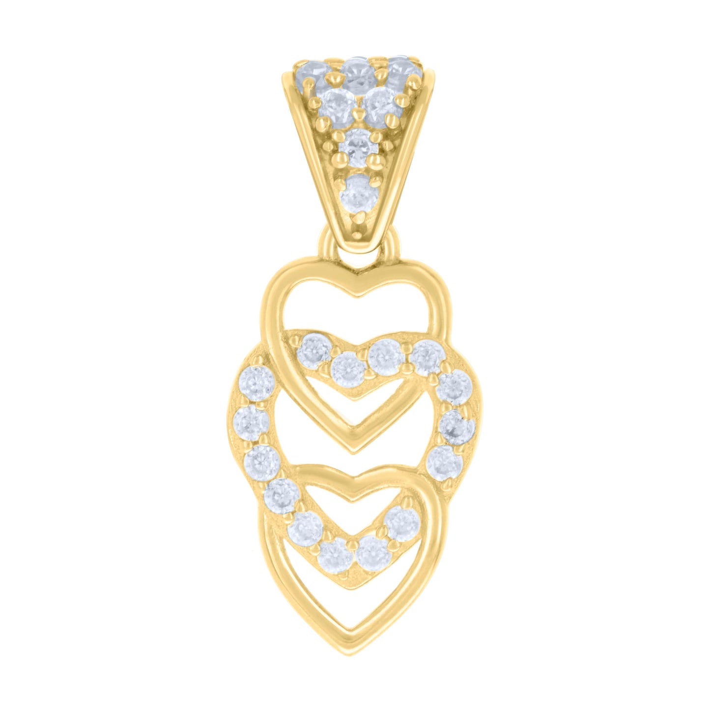 10K Yellow Gold Womens Cubic-Zirconia Intertwined Hearts Charm Pendant