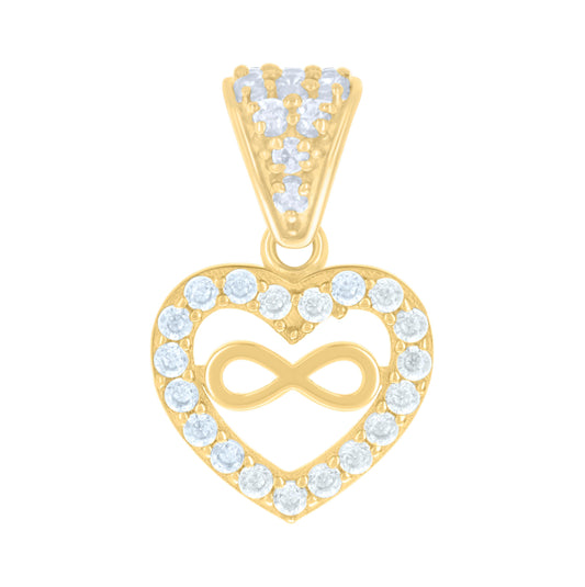 10K Yellow Gold Womens Cubic-Zirconia Infinity Heart Charm Pendant