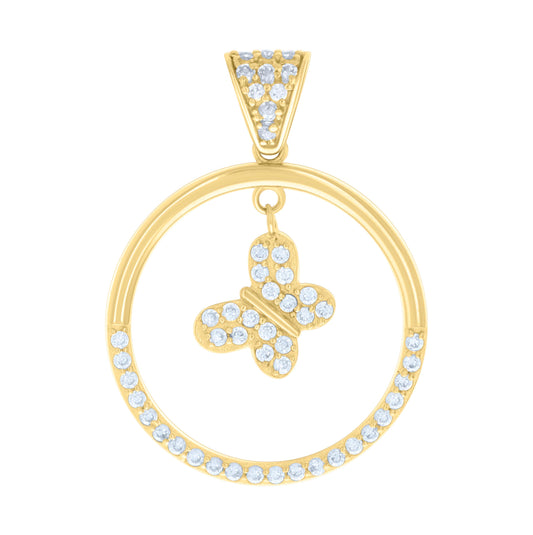 10K Yellow Gold Womens Cubic-Zirconia Butterfly Fashion Charm Pendant