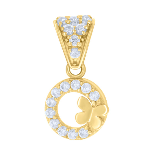 10K Yellow Gold Womens Cubic-Zirconia Butterfly Fashion Charm Pendant