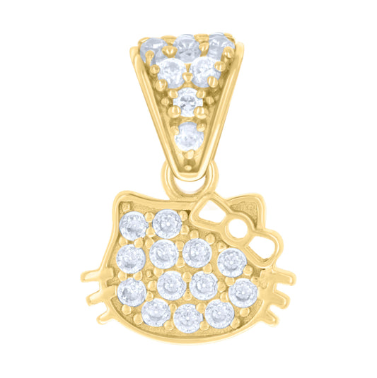 10K Yellow Gold Womens Cubic-Zirconia Kitty Fashion Charm Pendant